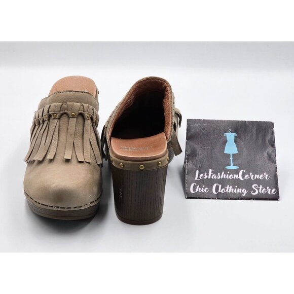 Dansko Women's Beige Suede Leather Deni Fringe Mules Clogs Size 6.5 (37) 2976 - Picture 10 of 16